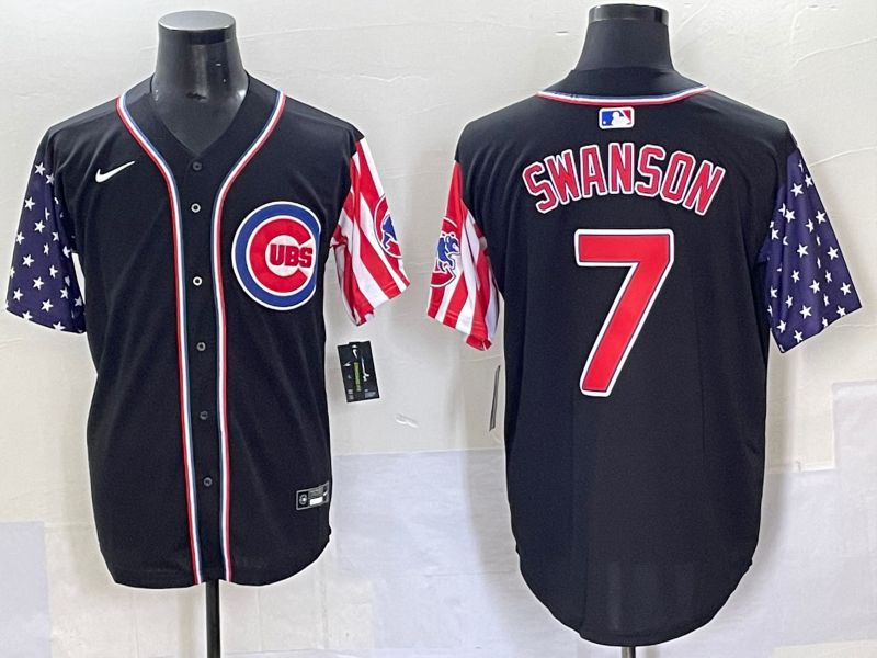 Men 2025 Chicago Cubs #7 Swanson Black a generation of national flags Joint Name Nike MLB Jersey style 41